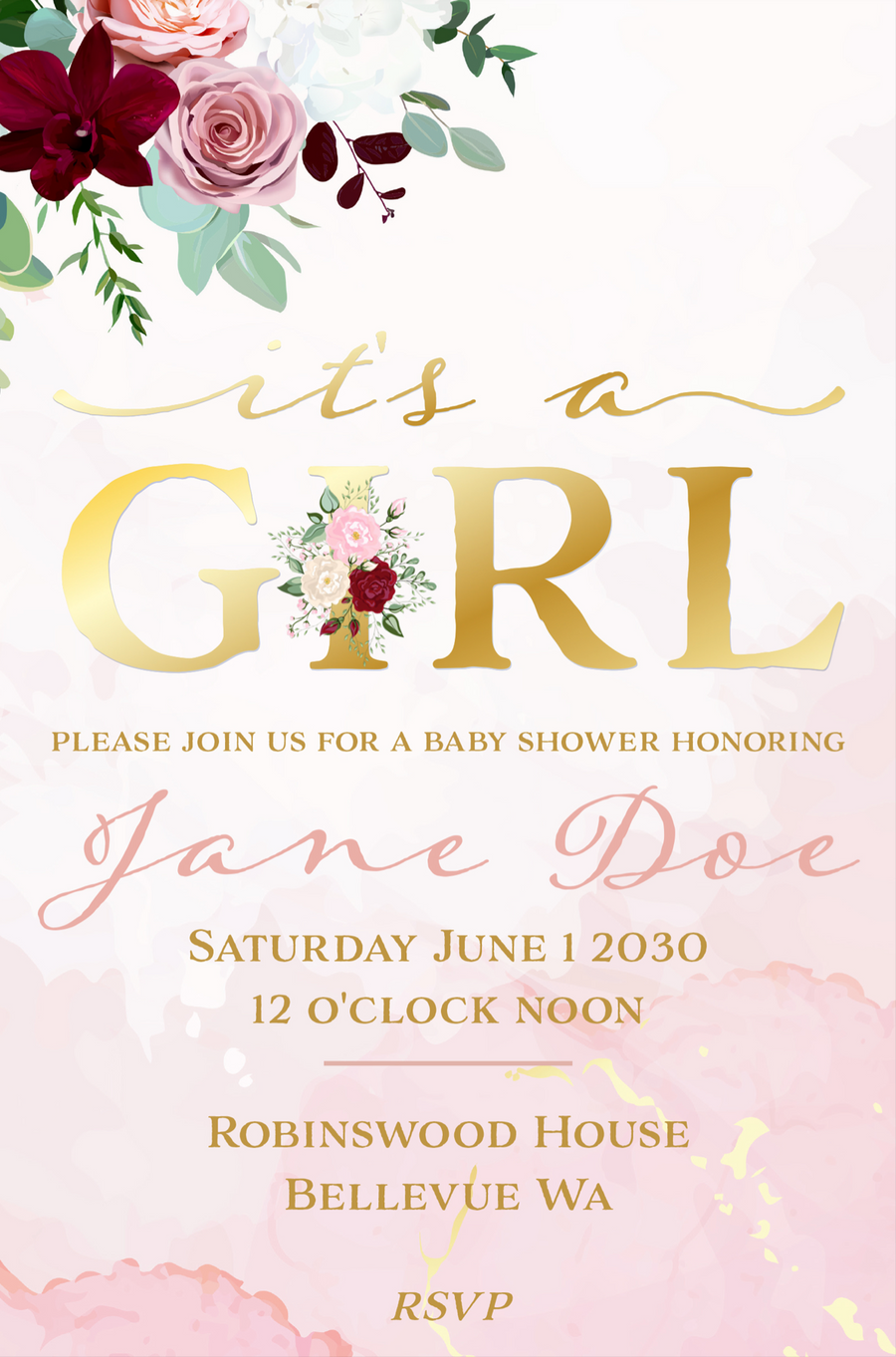 Baby Shower Invitation -Floral