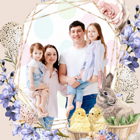 Easter Family Greeting - Bunnies and Chicks