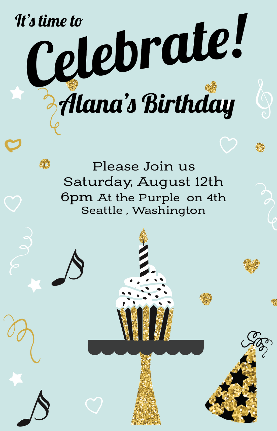 Birthday Invitation - Cupcake Sparkle