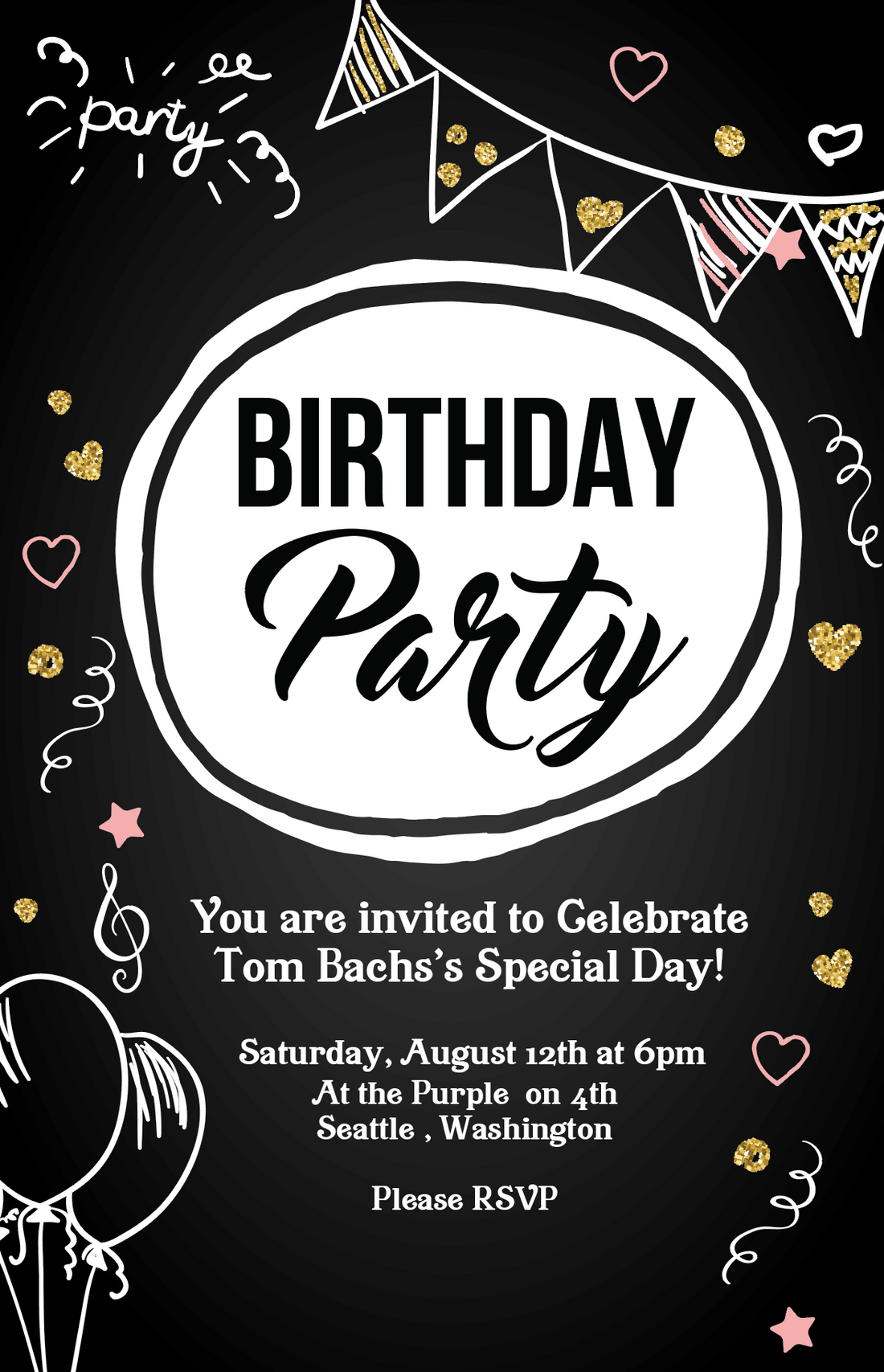 Birthday Invitation - Chalkboard