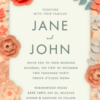 Wedding Invitation - Paper Flowers