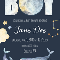 Baby Shower Invitation - Space Whales