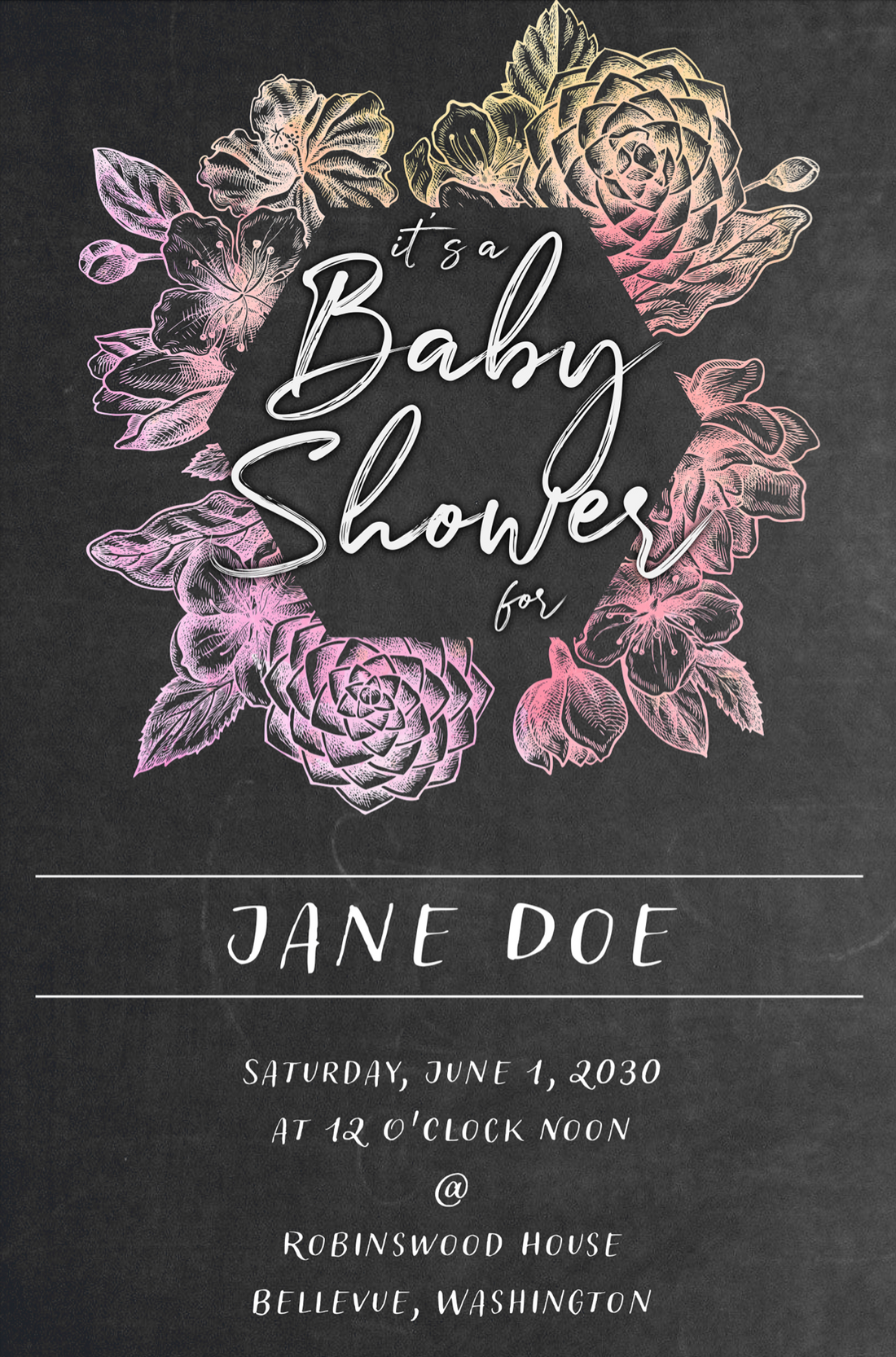 Baby Shower Invitation - Chalk Board