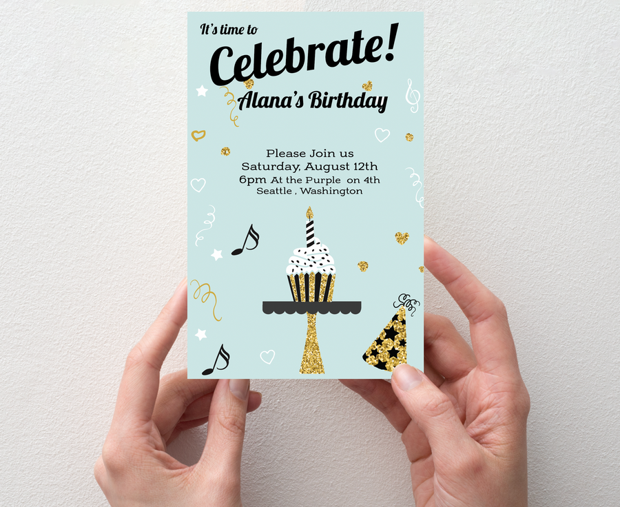 Birthday Invitation - Cupcake Sparkle
