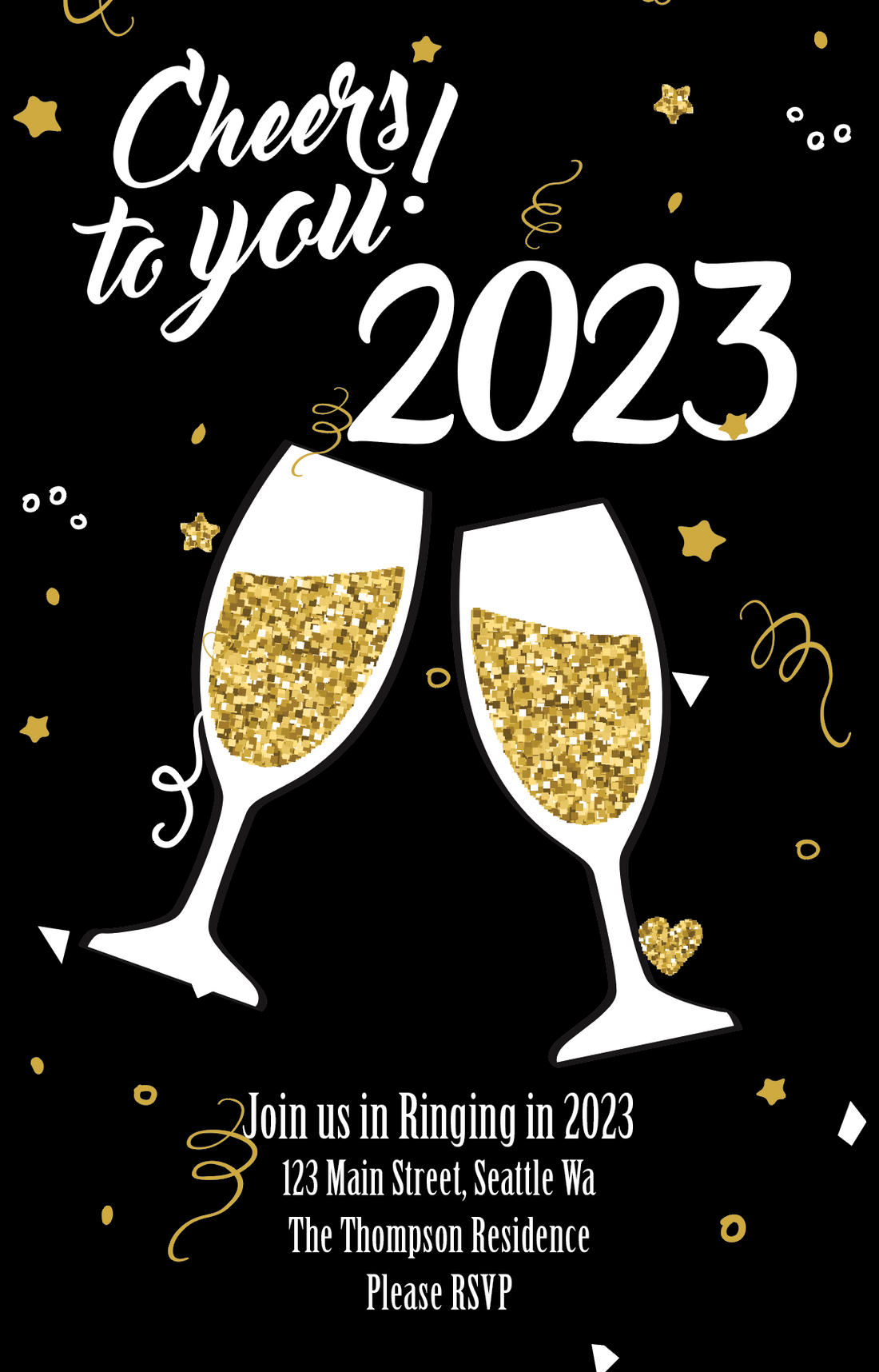New Years Invitation - Champagne